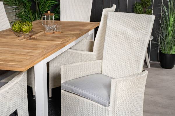 Gartenstuhl Padova 2er Set Weiß - Rattan - 63 x 110 x 69 cm