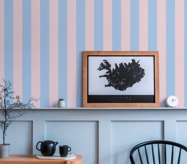 Vliestapete Soft Stripes Blau - Hellrosa