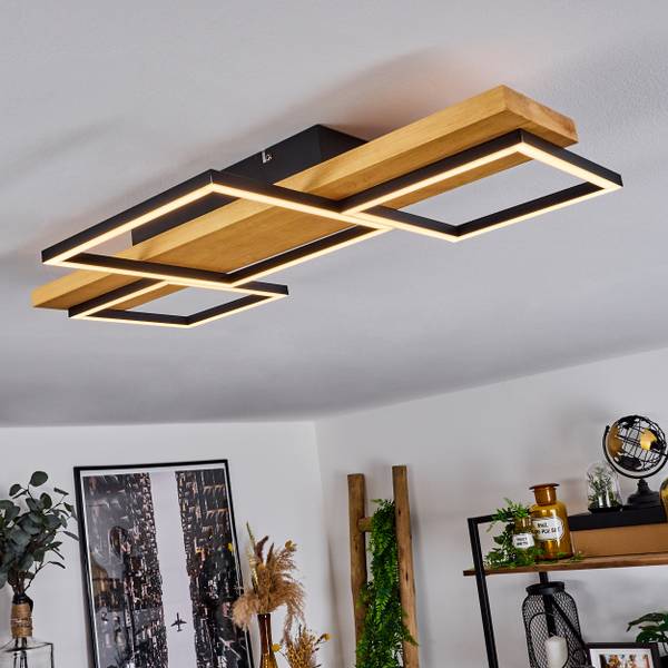 Deckenleuchte Palermo Beige - Schwarz - Holz - Weiß - 35 x 8 x 65 cm - Holzwerkstoff - Metall - Kunststoff