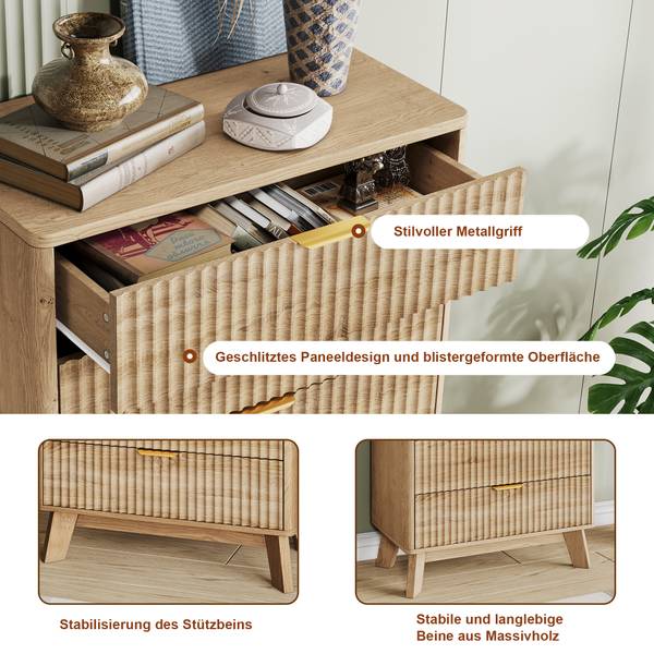 Sideboard SQOP01 Braun - Massivholz - 40 x 108 x 73 cm