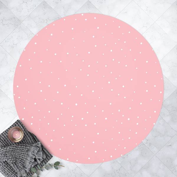 Gezeichnete Punkte auf Pastellrosa 40 x 40 cm