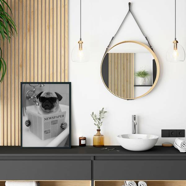 Poster MOPS in der Badewanne 20 x 30 x 30 cm