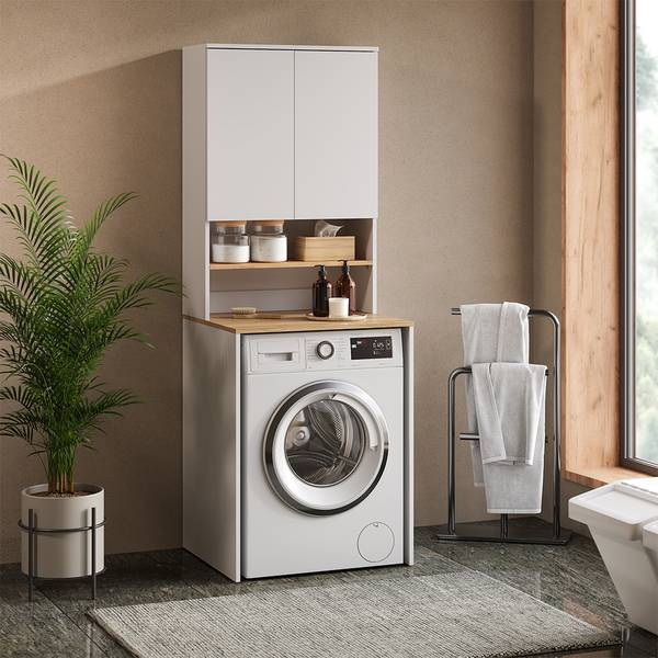 Waschmaschinenschrank Viktor 58029 Asteiche Dekor - Weiß - 68 x 60 cm