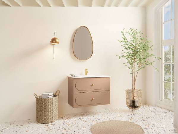 Waschbeckenunterschrank SATOBAL Pink - Holz teilmassiv - 80 x 60 x 46 cm