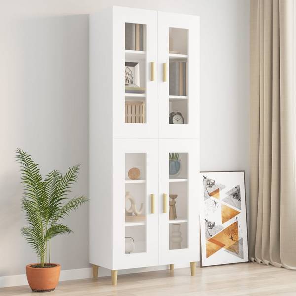 Hangkast 3014136 wit - plaatmateriaal op houtbasis - glas - 69 x 90 x 34 cm