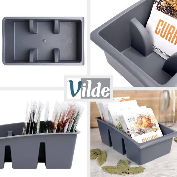 Gewürzbeutel Organizer 2er Set SET677 Grau - Kunststoff - 15 x 9 x 25 cm
