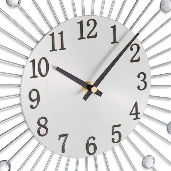 Wandklok diamanten Ø 50 cm zwart - zilver - ijzer - 50 x 50 x 5 cm