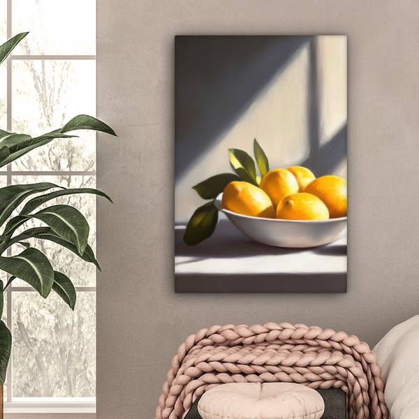 LEINWANDBILD Zitronen Gelb - Baumwollstoff - 40 x 60 x 2 cm