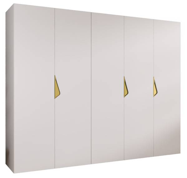 Drehtürenschrank Sandi 1 Gold - Weiß - Breite: 250 cm - 5 Türen - Gold