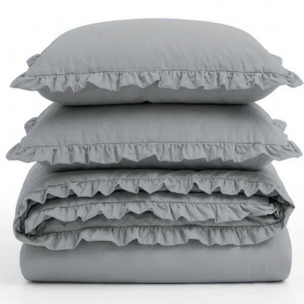 Bettwäsche FALBANKA 3er Set Grau - 160 x 200 cm