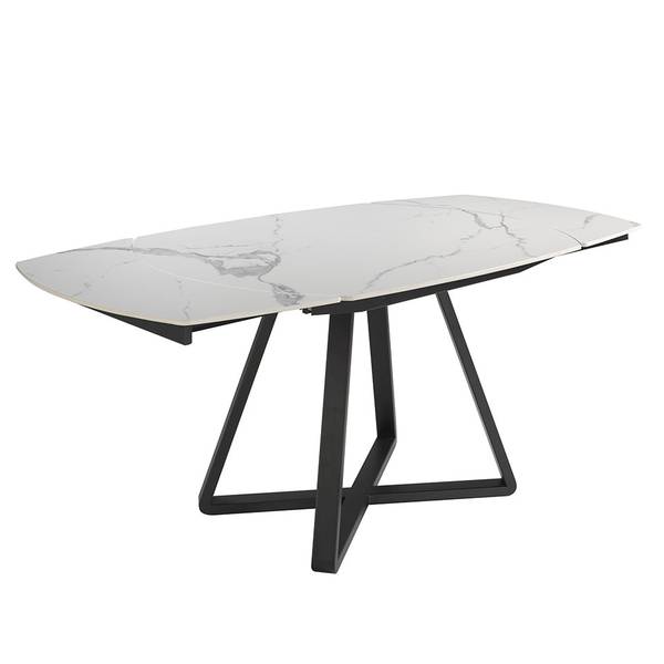 Esstisch 1096 Schwarz - Edelstahl - Marmor - 120 x 77 x 90 cm