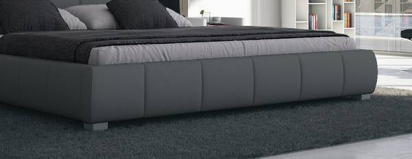 Polsterbett Luna 140x200 cm mit LED Grau - Kunstleder - 162 x 87 x 217 cm
