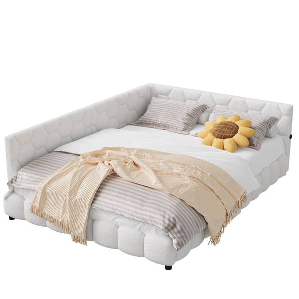 Schlafsofa Polsterbett FDWUY6 Weiß - Massivholz - 152 x 68 x 210 cm