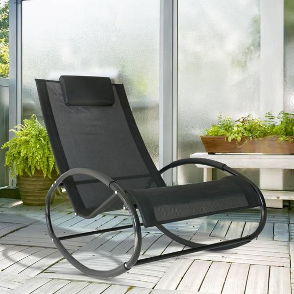 Schaukelstuhl mit Kopfkissen 84A-090 Braun - Metall - 62 x 88 x 105 cm