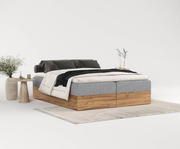 Boxspringbett Faro Grau - Liegefläche Breite: 180 cm