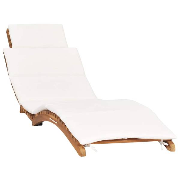 Sonnenliege 3004860-1 Weiß - Teakholz - 50 x 55 x 175 cm