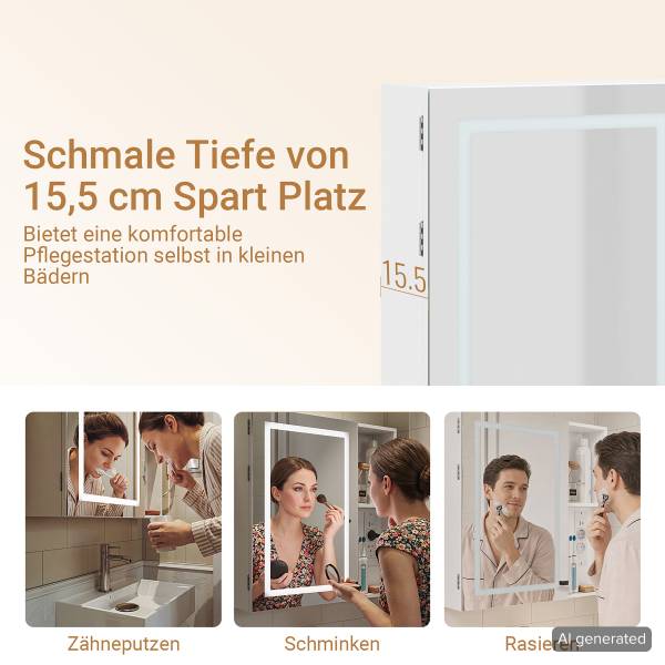 Spiegelschrank BZR239-E-W Weiß - Holzwerkstoff - 16 x 60 x 60 cm