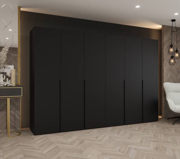 Drehtürenschrank Alicante 1 Schwarz - Breite: 300 cm - Schwarz