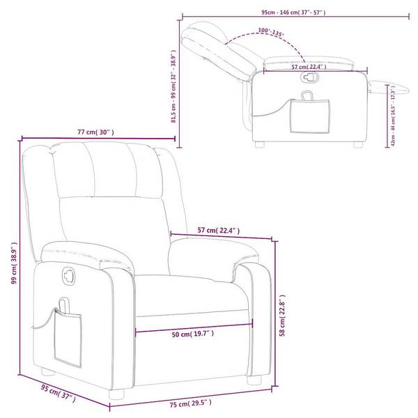 Massagesessel 3037715 Schwarz - Mischgewebe - 77 x 99 x 95 cm