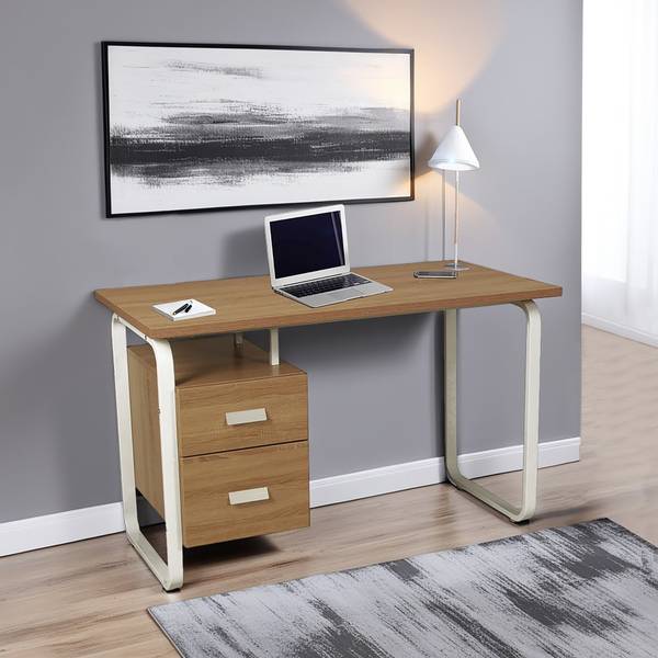 Schreibtisch mit Schubladen PEARL Braun - Holzwerkstoff - 60 x 76 x 120 cm