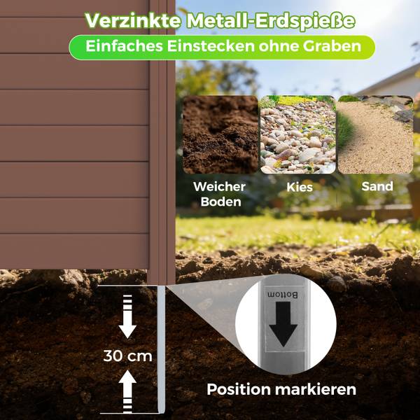 Gartenzaun ZB35489NZ 2-tlg. Braun - Kunststoff - 7 x 95 x 122 cm