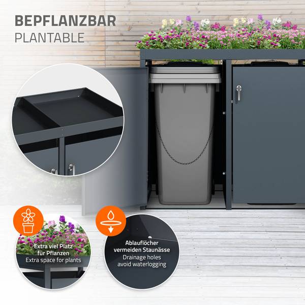 Abri à poubelles TORINO lot de 2 Largeur : 132 cm