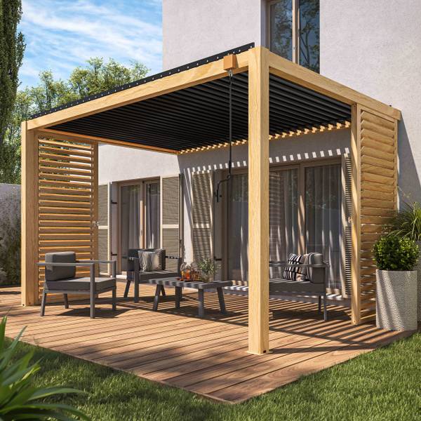 Holzklaustrade für Pergola Laviano Braun - Metall - 100 x 239 x 0 cm