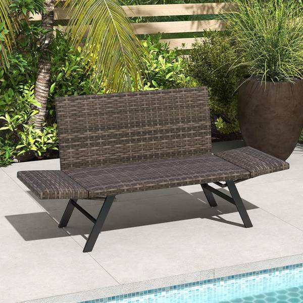 Gartenbank ZB34210SDDE Schwarz - Polyrattan - 59 x 89 x 178 cm