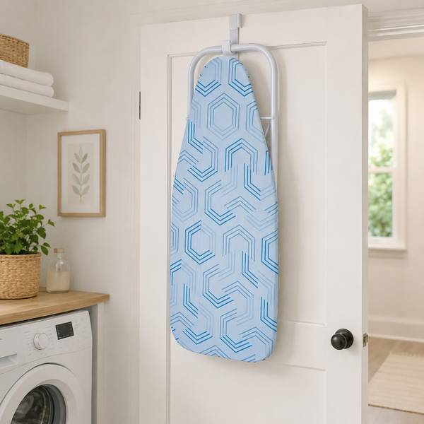 Tischbügelbrett mit Bügeleisenablage Blau - Weiß - Eisen - 93 x 17 x 31 cm