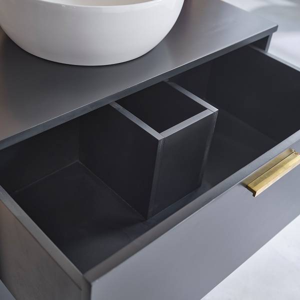 Waschbeckenunterschrank LUNA Schwarz - Massivholz - 80 x 60 x 50 cm