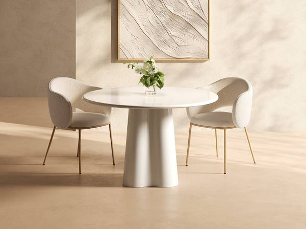 Esstisch AVALINA Beige - Glas - 120 x 76 x 120 cm