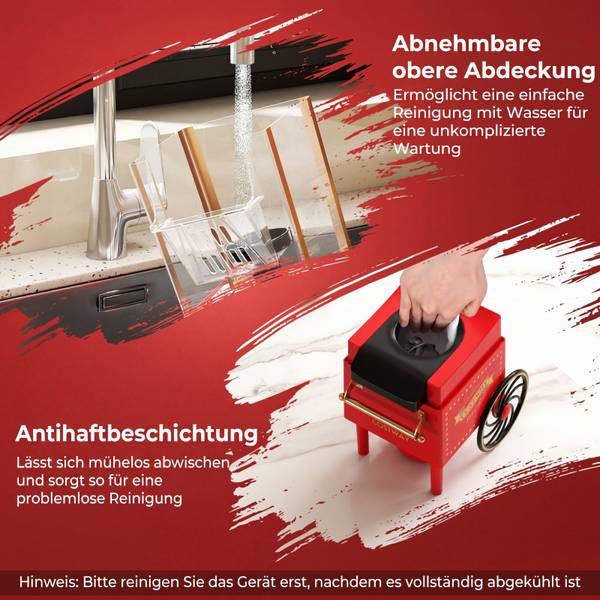 Popcornmaschine QE32723PQ Rot - Kunststoff - 25 x 39 x 17 cm