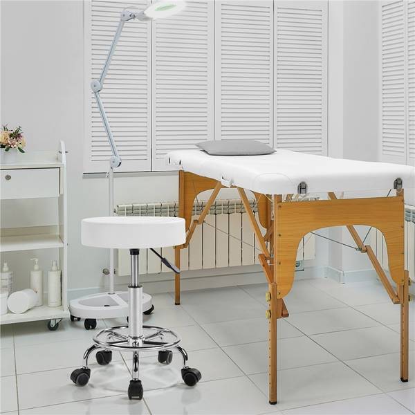 Rollhocker ARJ77 Weiß - Metall - 39 x 65 x 39 cm