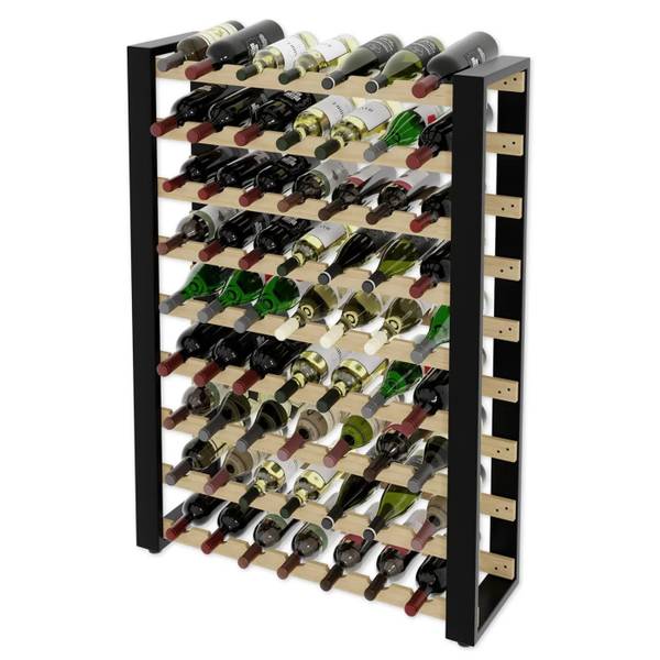 Weinregal Loft Schwarz - Braun - Kiefer - Stahl - 118 x 118 x 27 cm