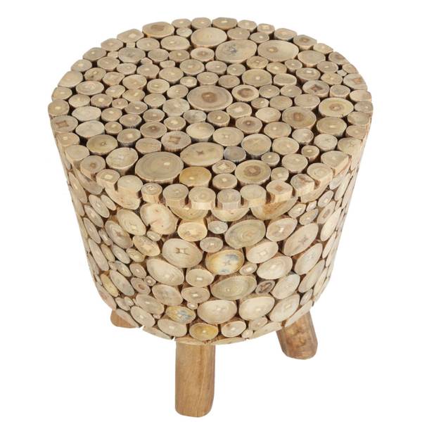 Teakholz Hocker Merida Beige - Massivholz - 36 x 40 x 36 cm