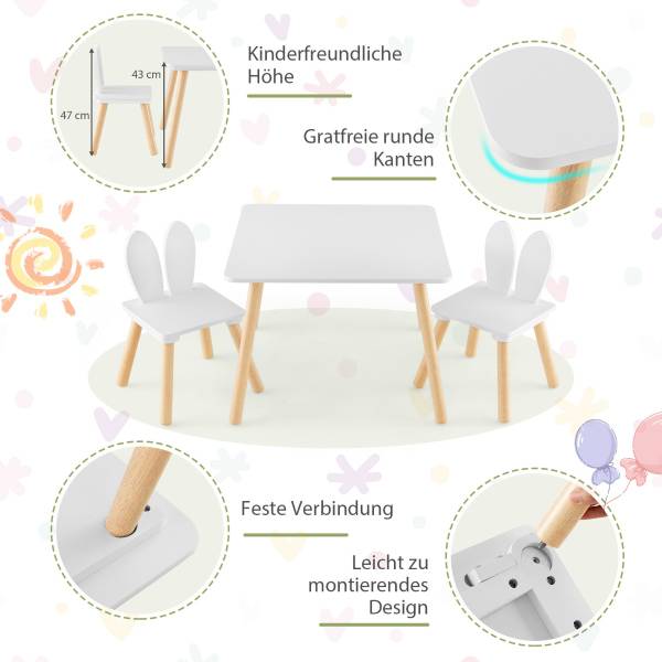 Kinderschreibtisch 59378640 3er Set Weiß - Holzwerkstoff - 1 x 1 x 1 cm