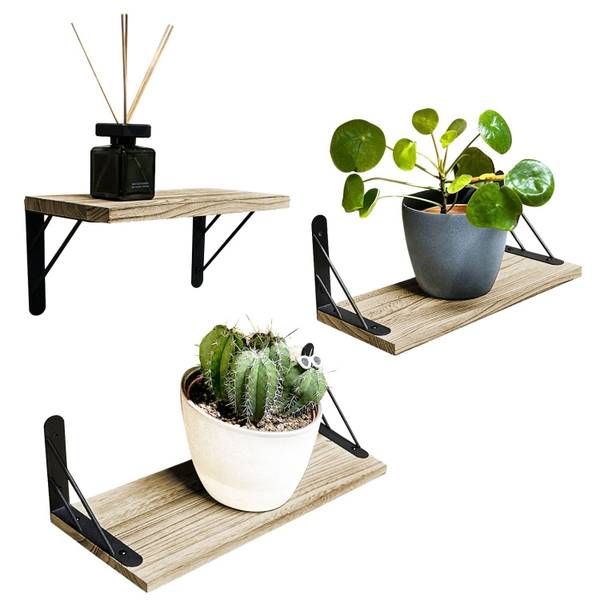 Wandregal Sam Set 3 Stk Braun - Holzwerkstoff - 42 x 14 x 15 cm