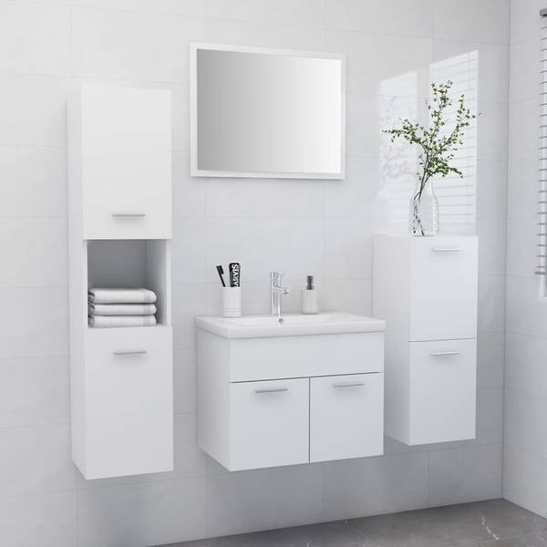 Meubles de bain 3007819 Blanc - Bois manufacturé - Matière plastique - 60 x 46 x 38 cm