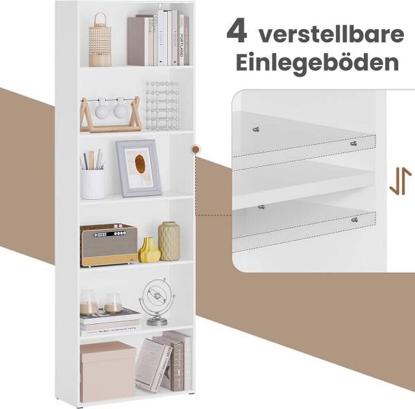 Bücherregal Natalie Weiß - Holzwerkstoff - 60 x 180 x 23 cm