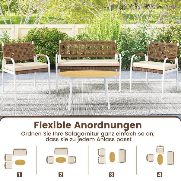 Gartenmöbel-Set ZB34978NQ 4-tlg. Braun - Rattan - 630 x 82 x 112 cm