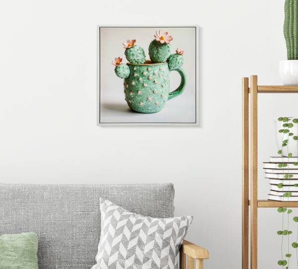 Peinture sur toile Vasetto Cactus C En partie en bois massif - 40 x 40 x 3 cm