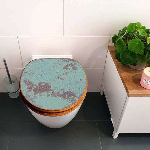 WC-Sitz mit Absenkautomatik Blaue Strukt Türkis - Bambus - Holzwerkstoff - 38 x 5 x 49 cm