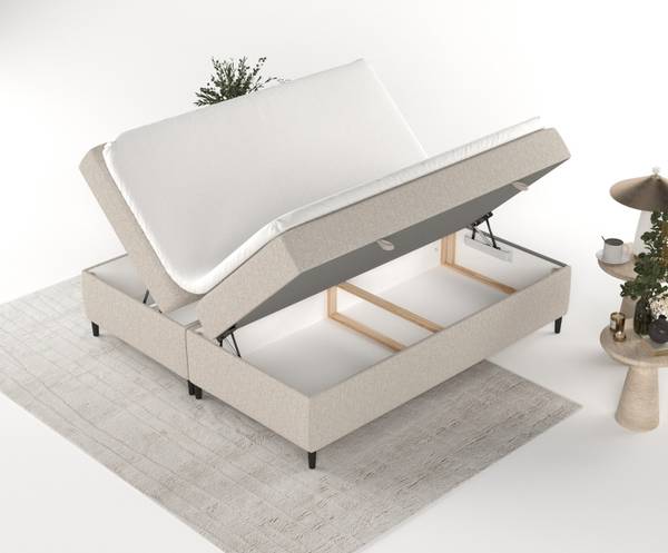 Premium Boxspringbett Theo Hellbraun - Liegefläche Breite: 160 cm