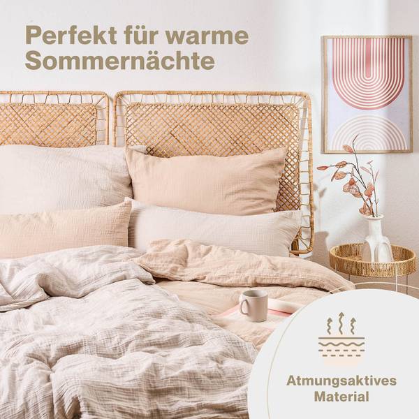 Musselin Bettwäsche Vili 3er Set Grau - 200 x 40 cm