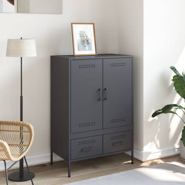 Highboard DE4813 Grau - Metall - 39 x 102 x 68 cm