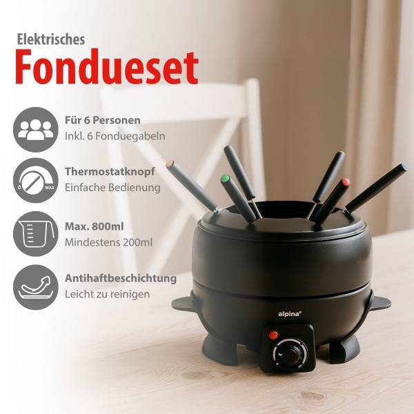 Elektrischer Fonduetopf MEALFO190002 Schwarz - Kunststoff - 23 x 17 x 26 cm