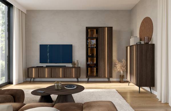 Highboard Amaro Braun - Melamin - 94 x 126 x 40 cm