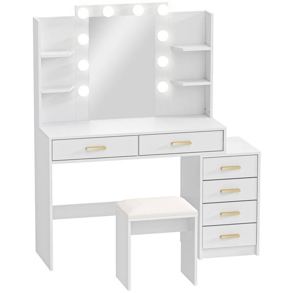 Schminktisch 83D-133V90WT 2er Set Weiß - Holzwerkstoff - 40 x 140 x 120 cm