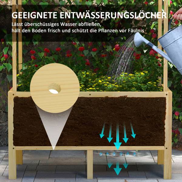 Hochbeet 845-987V00ND Braun - Massivholz - 60 x 152 x 110 cm