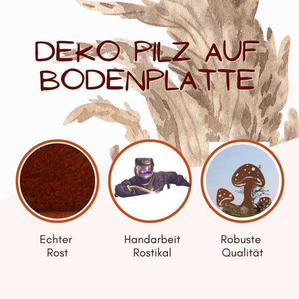 Pilze Deko Herbstdeko Tisch- Gartendeko Metall - 3 x 15 x 15 cm
